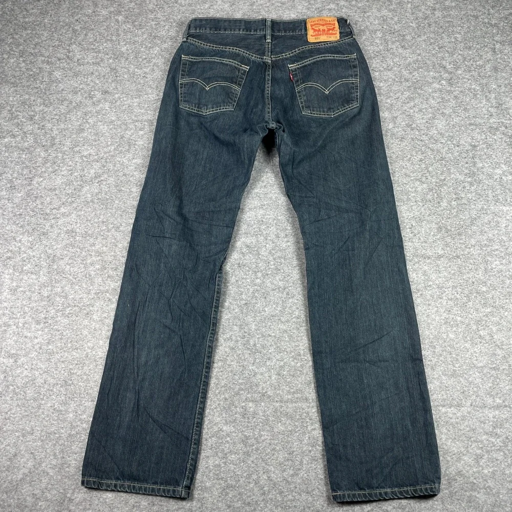 VTG Levis Jeans Men 34x34 (Fits 32x32) Dark Wash 501 Original Straight Leg Denim